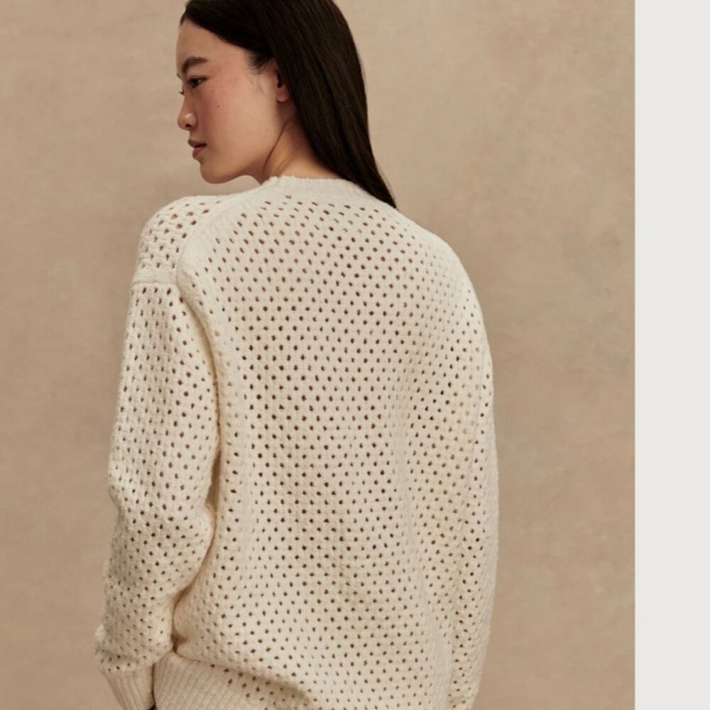 NWT Varley Grady Boucle Knit Sweater Cream - Picture 3 of 11